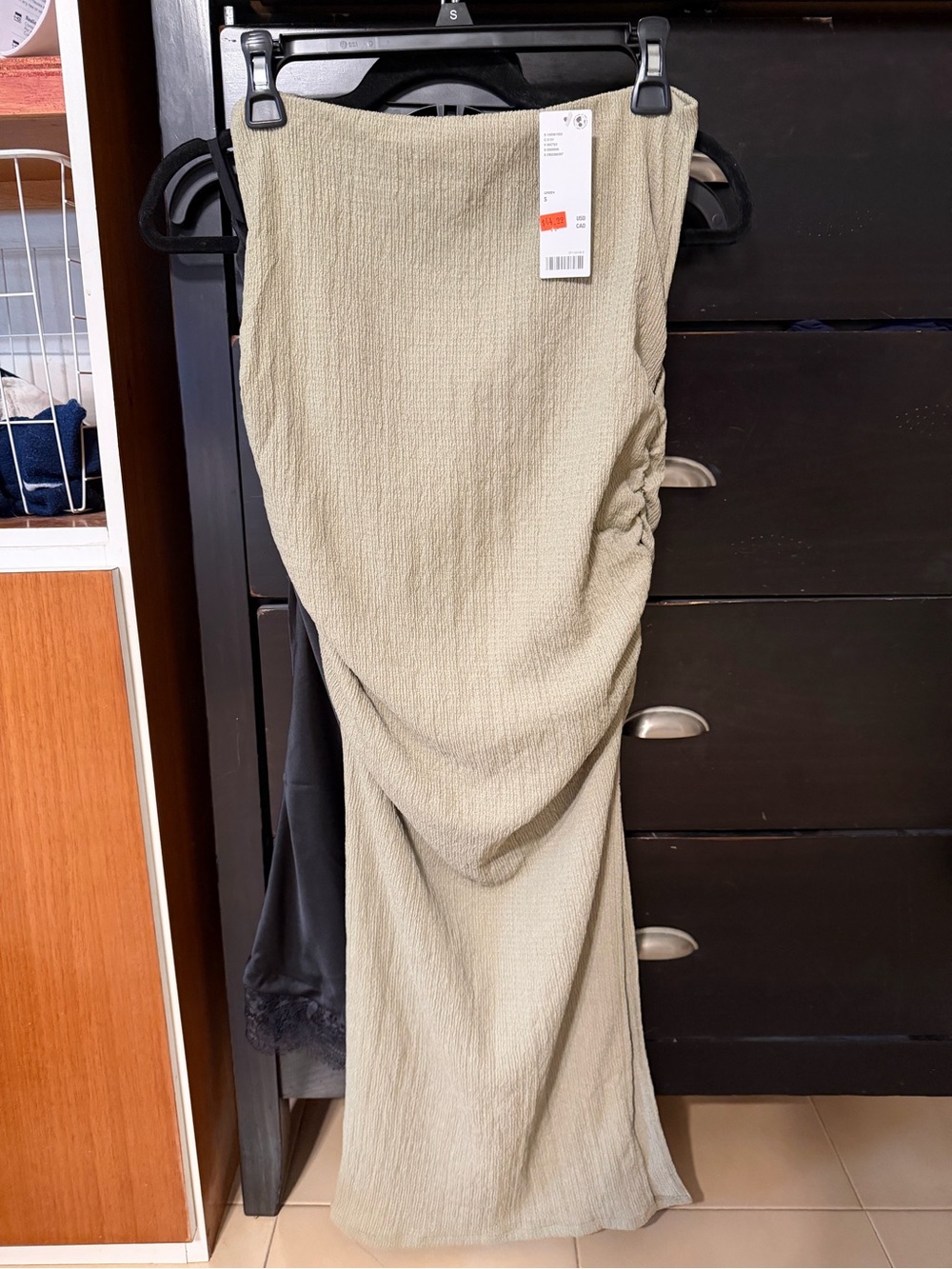 Urban Outfitters Olive Textured Midi Skirt